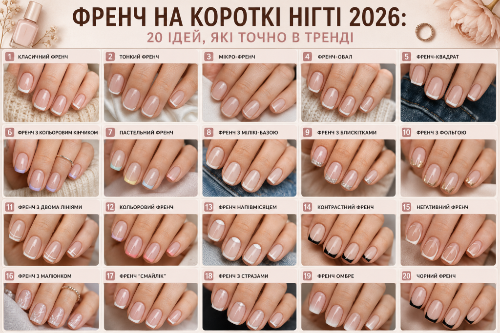 20 ідей французького манікюру на короткі нігті з фото різних варіантів